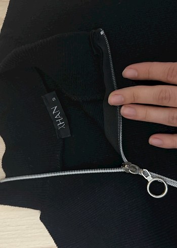 Kadın Siyah Fermuarlı Yarım Balıkçı Kazak - Görsel 2