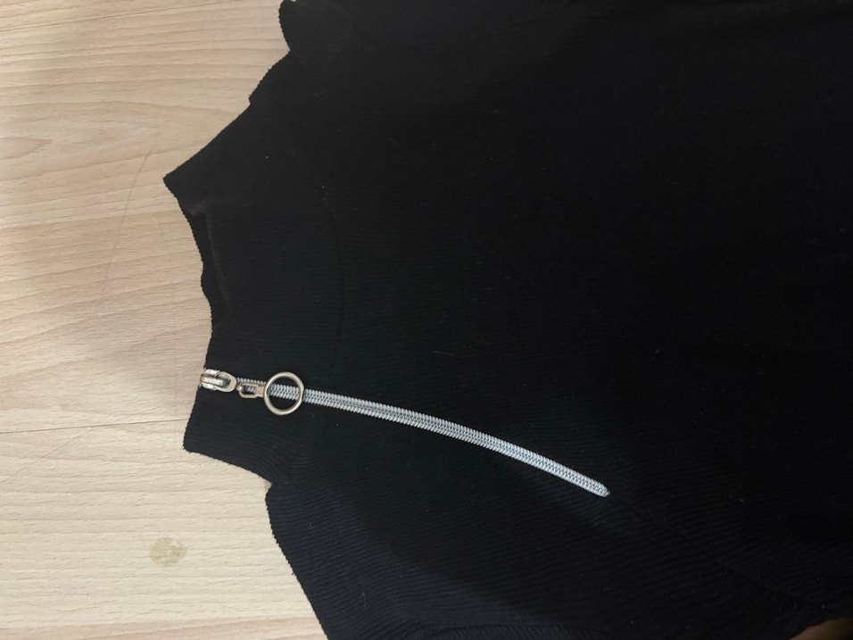 Kadın Siyah Fermuarlı Yarım Balıkçı Kazak - Görsel 3