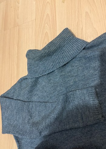 Mavi Boğazlı Örgü Kadın Kazak - Görsel 2