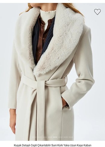 Kuşak Detaylı Cepli Çıkarılabilir Suni Kürk Yaka Kaban - Görsel 5