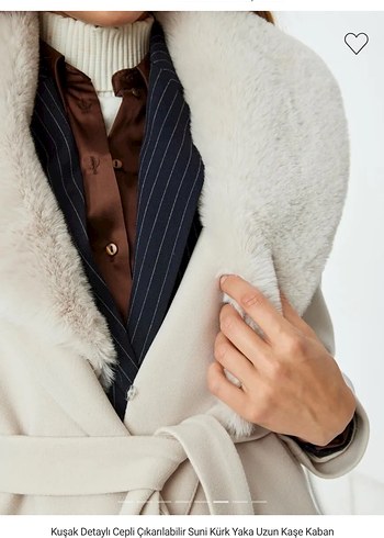 Kuşak Detaylı Cepli Çıkarılabilir Suni Kürk Yaka Kaban - Görsel 6