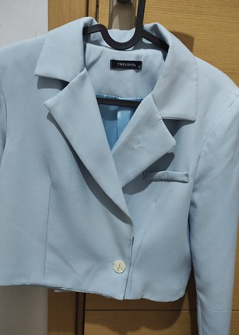 Mavi Mini Kadın Blazer Ceket - Görsel 3
