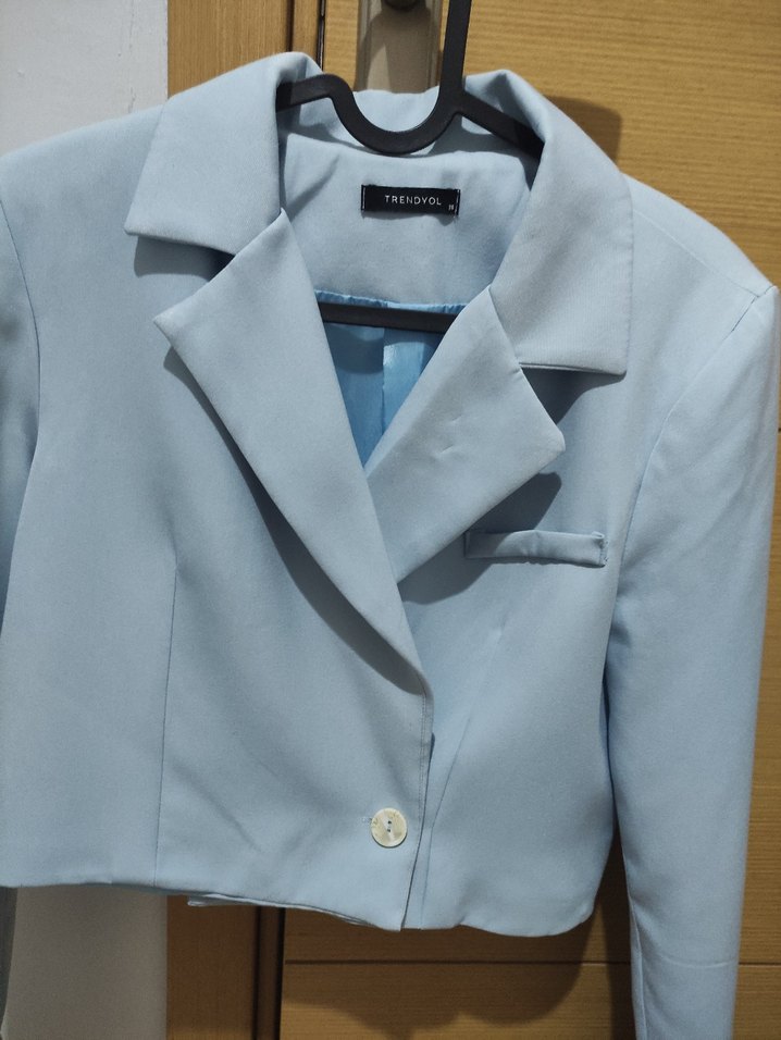 Mavi Mini Kadın Blazer Ceket - Görsel 3