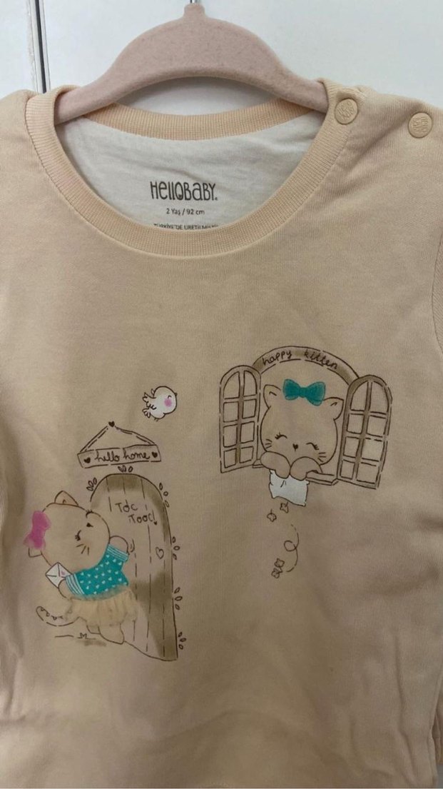 Uzun Kollu Bej Kız Bebek Body - Görsel 3