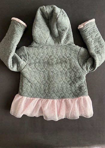 Kapüşonlu, Düğmeli Kız Çocuk Gri Ceket - Görsel 2