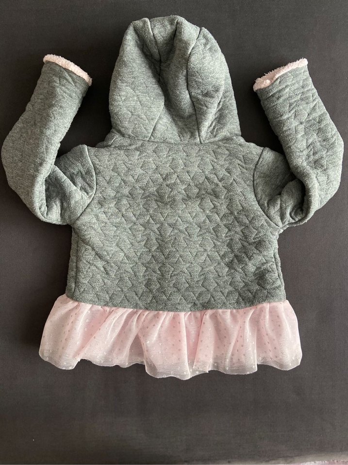 Kapüşonlu, Düğmeli Kız Çocuk Gri Ceket - Görsel 2