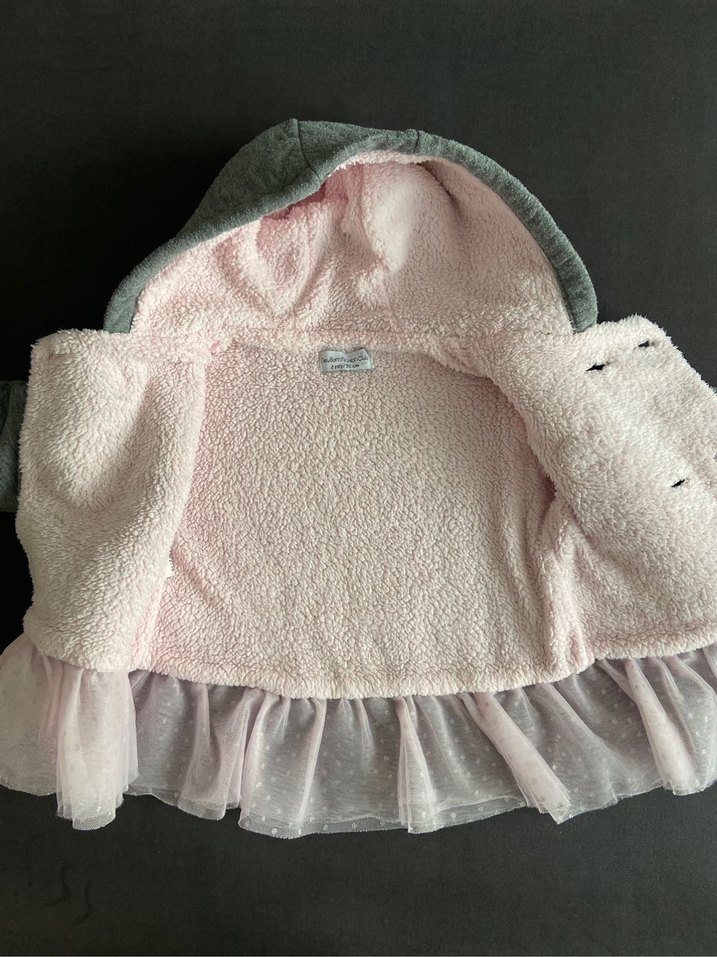 Kapüşonlu, Düğmeli Kız Çocuk Gri Ceket - Görsel 4