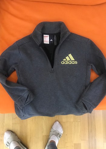 Gri Adidas Erkek Çocuk Sweatshirt orginal ici kalin dolgulu