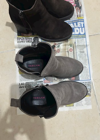 Tergan Hakiki Süet Deri Topuklu Kadın Bot - Görsel 6