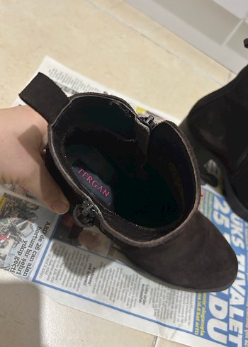 Tergan Hakiki Süet Deri Topuklu Kadın Bot - Görsel 6