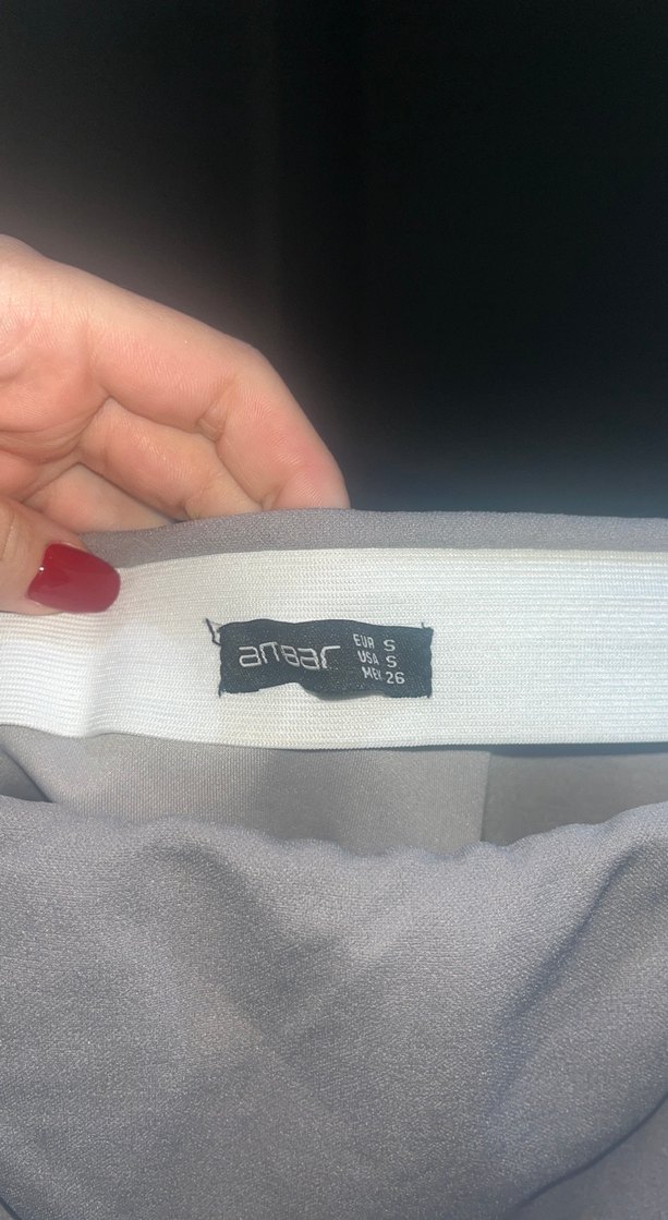 Gri Midi Hamile Drapeli Etek - Görsel 2