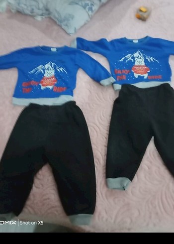 Mavi Baskılı Erkek Bebek 2'li Takım