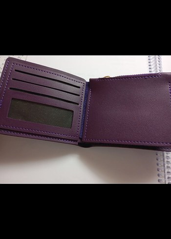 Koyu Mor Deri Kadın Cüzdanı Tokalı - Görsel 4