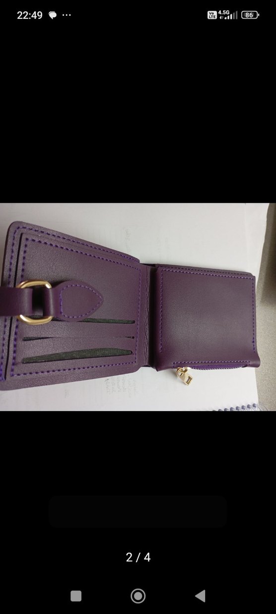 Koyu Mor Deri Kadın Cüzdanı Tokalı - Görsel 3