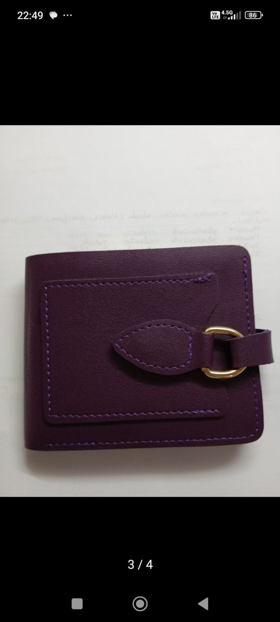 Koyu Mor Deri Kadın Cüzdanı Tokalı - Görsel 2