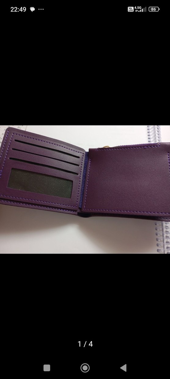 Koyu Mor Deri Kadın Cüzdanı Tokalı - Görsel 4