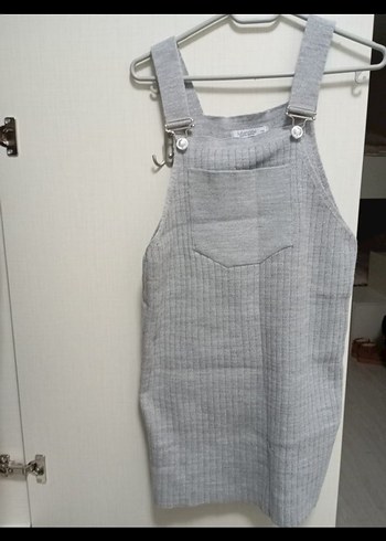 Gri Kareli Midi Triko Elbise - Görsel 2