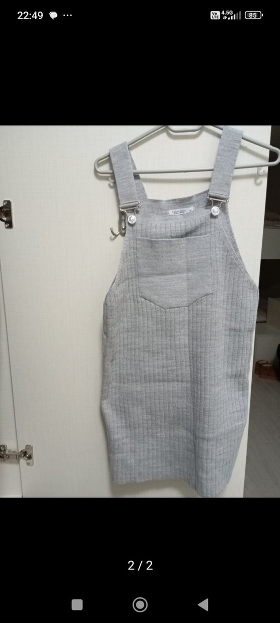 Gri Kareli Midi Triko Elbise - Görsel 2