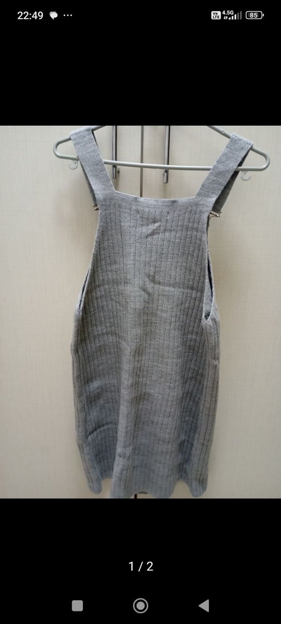 Gri Kareli Midi Triko Elbise - Görsel 3