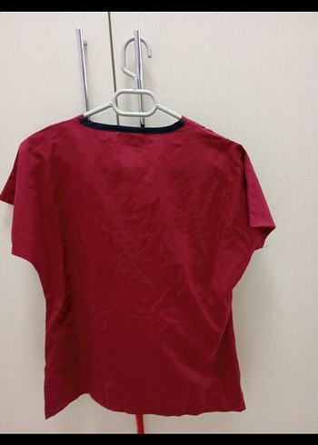 Bordo V Yakalı Kadın Kısa Kollu ikili takım scrubs - Görsel 2