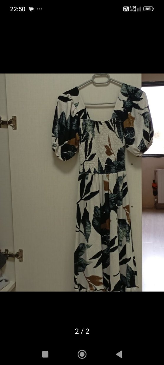 Drapeli Uzun Bohem Desenli Elbise - Görsel 2