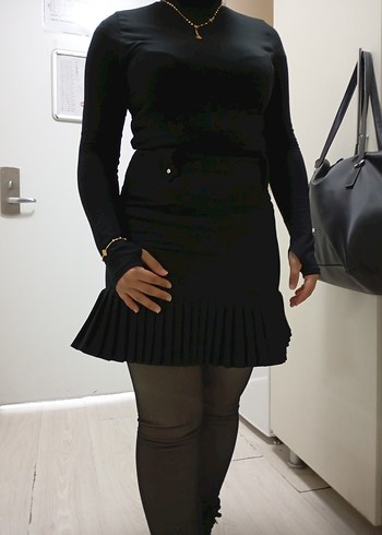 Pilili Siyah Mini Etek - Görsel 3