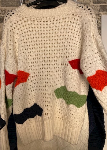 Renkli Desenli Örgü Kadın Kazak - Görsel 3