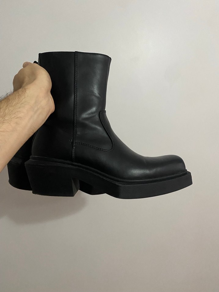 Siyah Gotik unisex Bot Kalın Topuk - Görsel 2