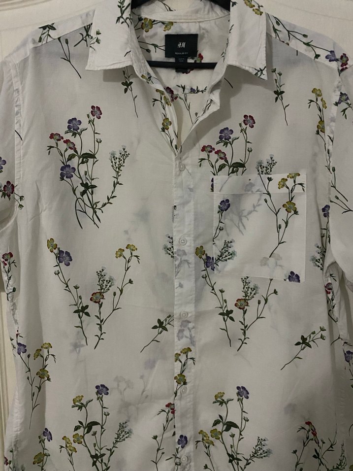 H&M Çiçek Desenli Erkek Kısa Kollu Gömlek - Görsel 5