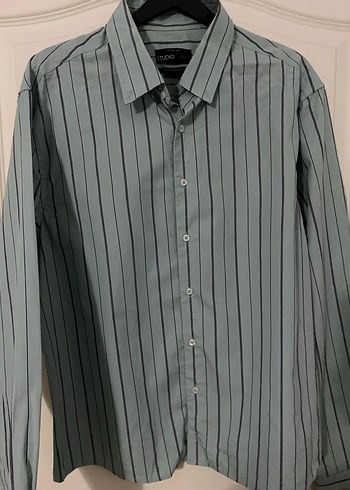 Erkek Gri Çizgili Uzun Kollu kısa Gömlek - Görsel 3