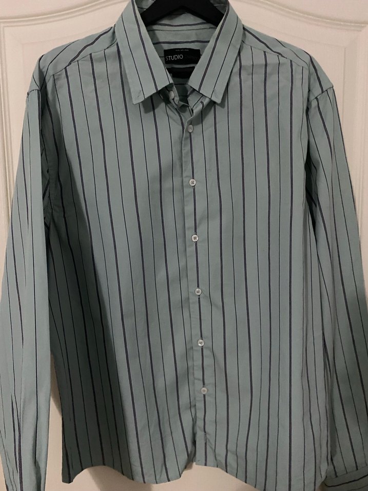 Erkek Gri Çizgili Uzun Kollu kısa Gömlek - Görsel 3