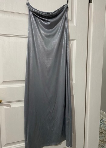H&M Gümüş Renk Şık Gece Elbisesi