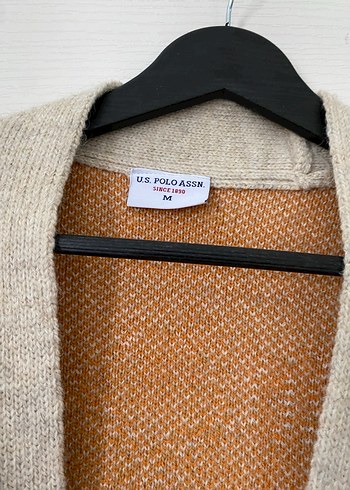 U.S Polo Assn. Bohem Kahverengi Batik Desenli Örgü Kadın Hırka