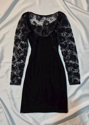 Diğer Dantelli Uzun Kollu Siyah Gotik Elbise