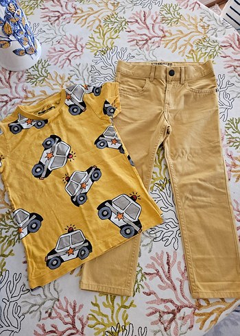 H&M Sarı Baskılı Erkek çocuk Sokak Stili Takım