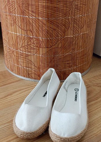 Beyaz Kadın Espadril Babet Ayakkabı - Görsel 3