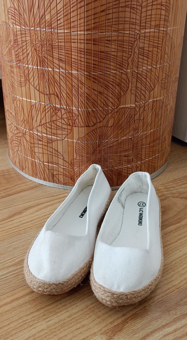 Beyaz Kadın Espadril Babet Ayakkabı - Görsel 3