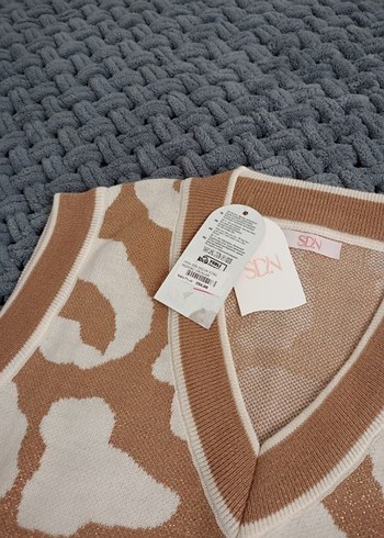 Kahverengi V Yaka Örgü Kadın Süveter - Görsel 2