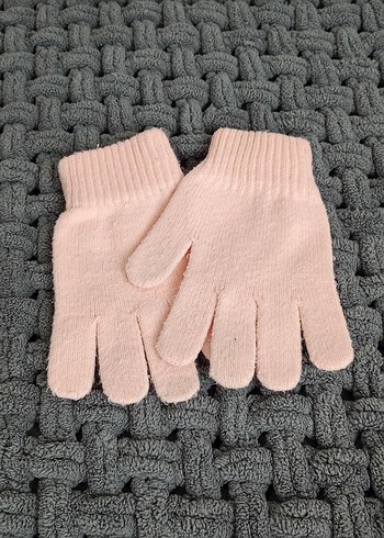 Kız Çocukları için Pembe Örgü Eldiven - Görsel 2