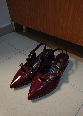 Bordo Tokalı Topuklu Kadın Ayakkabı - Görsel 3