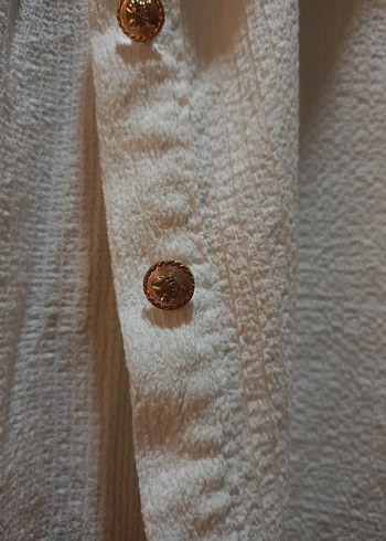 Düğmeli Beyaz Kadın Gömlek - Görsel 5