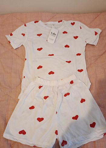 Kadın Beyaz Kısa Kollu Mini Pijama Takımı - Görsel 2