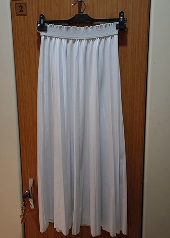 Pilili Uzun Beyaz Etek - Görsel 2