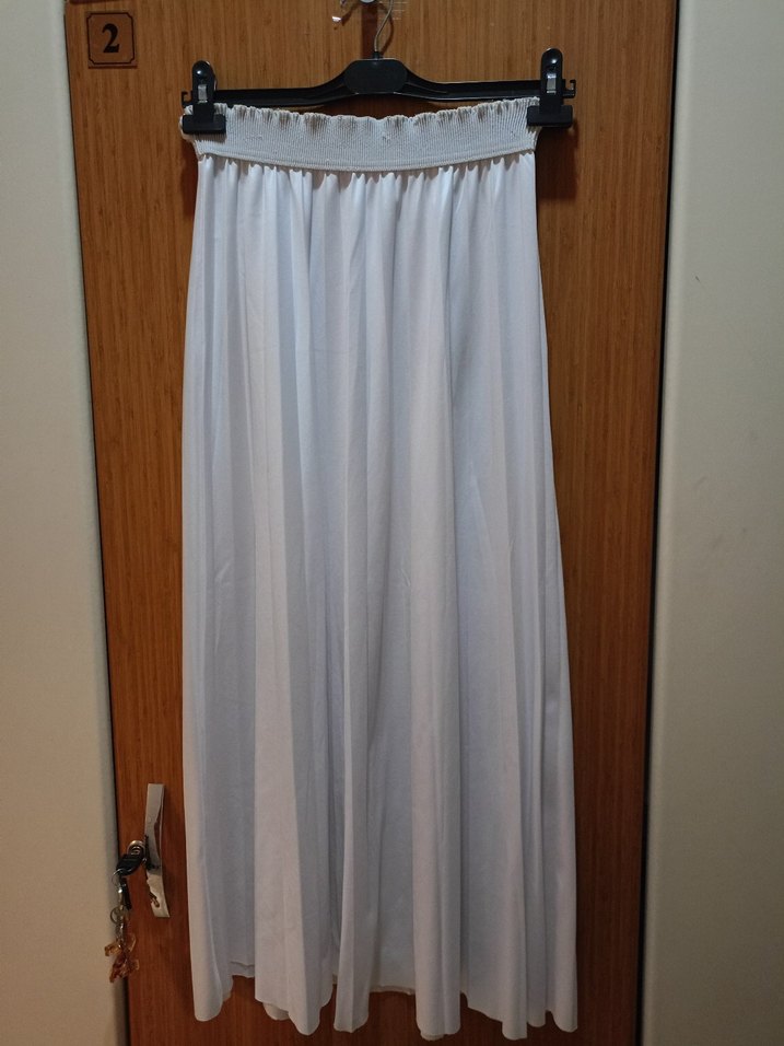 Pilili Uzun Beyaz Etek - Görsel 2