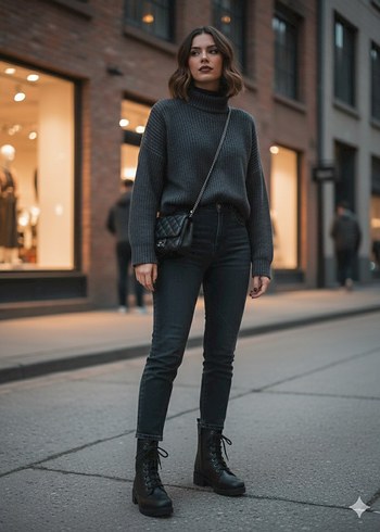 Siyah Deri Bağcıklı Kadın Bot - Görsel 4