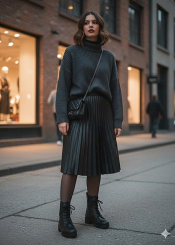 Siyah Deri Bağcıklı Kadın Bot - Görsel 3