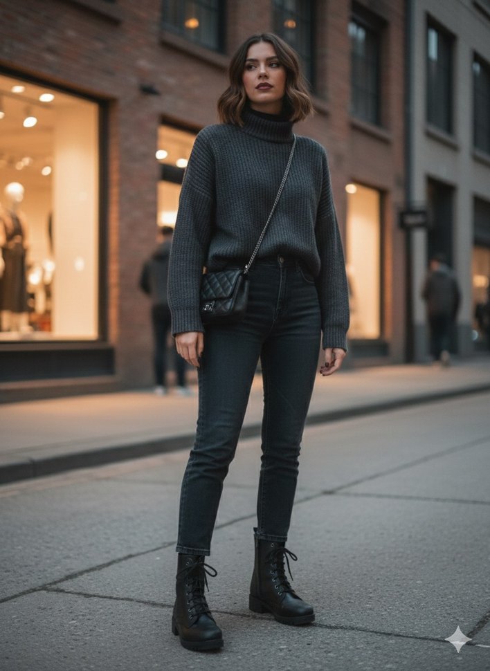 Siyah Deri Bağcıklı Kadın Bot - Görsel 4