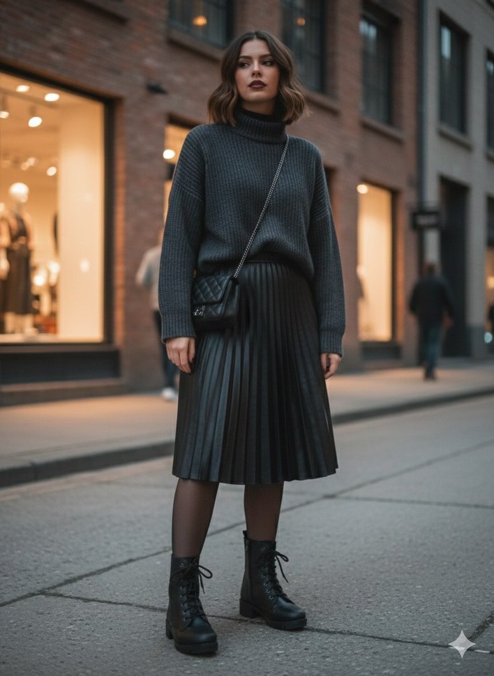 Siyah Deri Bağcıklı Kadın Bot - Görsel 3