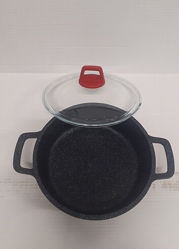  Beden siyah Renk Gülsan Döküm Granit 24 Cm Basık Tencere 