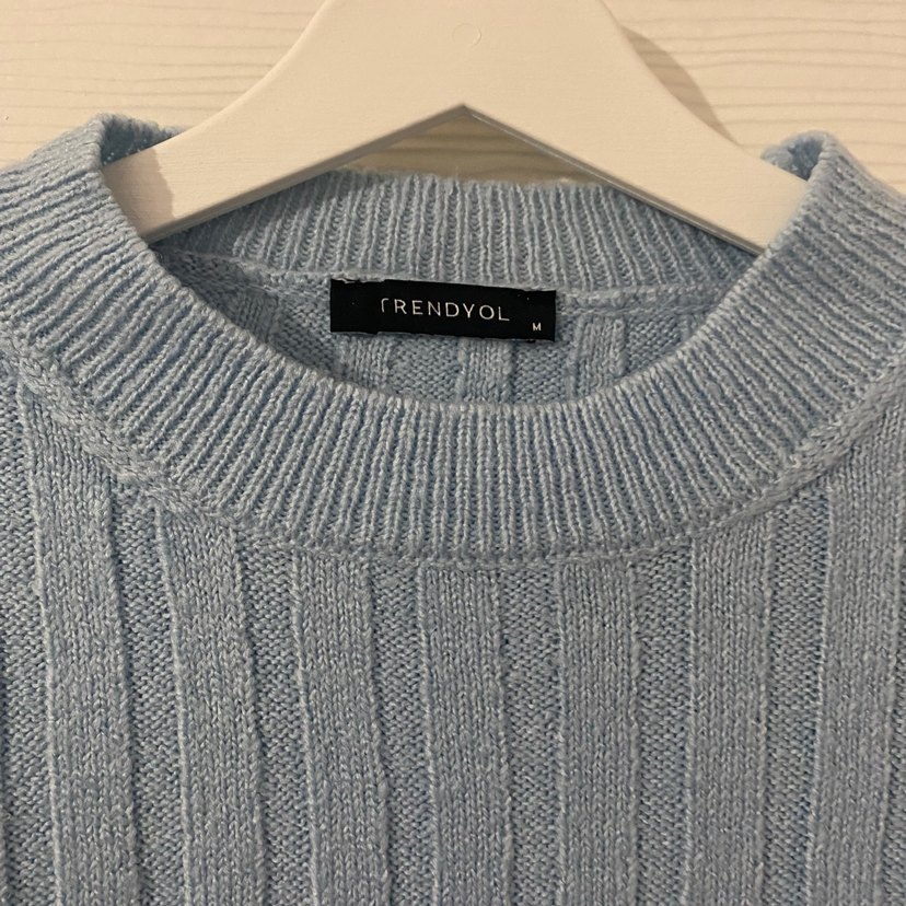 Bebe Mavi Örgü Kadın Kazak - Görsel 3